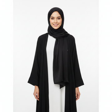 Black Soft Crinkle Silk Chiffon Hijab