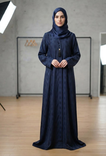 Luxury Navy Blue Open Abaya – Premium Zoom Fabric