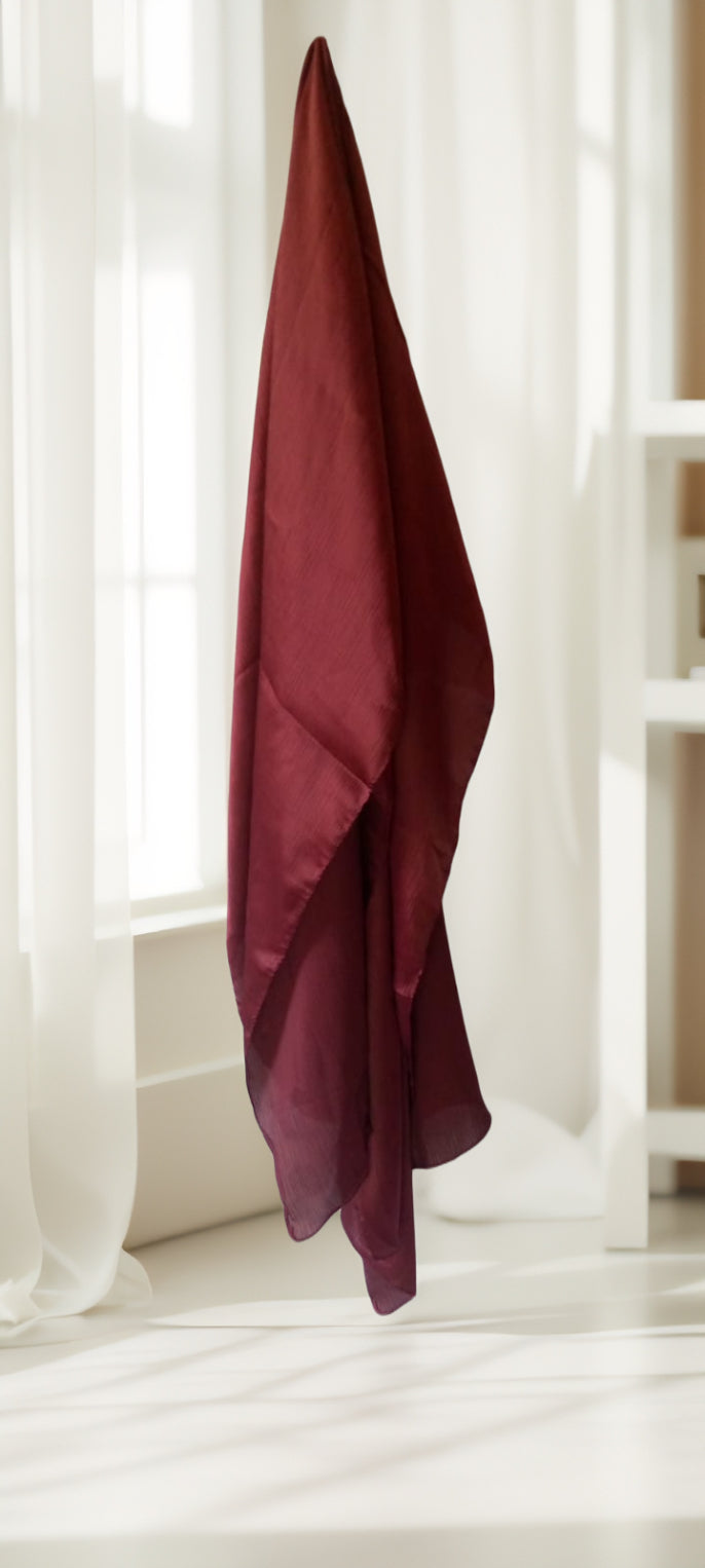 Maroon Soft Crinkle Silk Chiffon Hijab