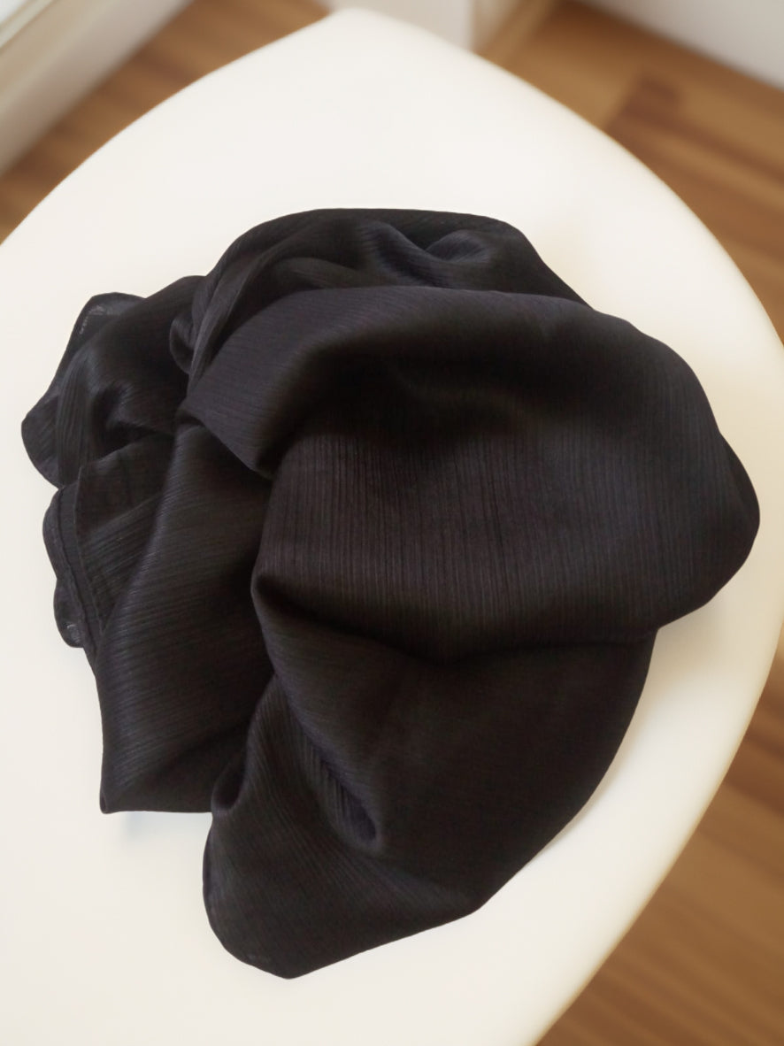 Black Soft Crinkle Silk Chiffon Hijab