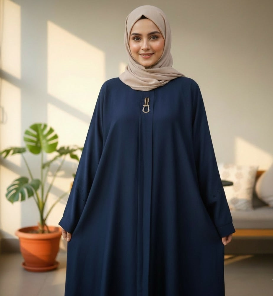 Premium Nida Abaya – Midnight Navy Blue