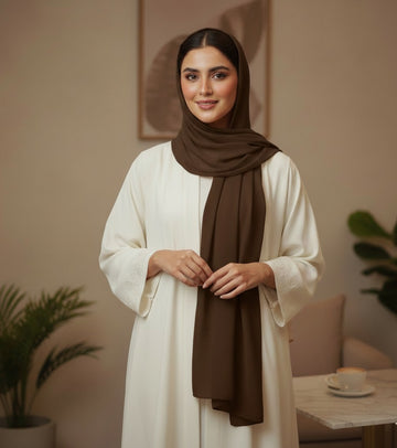 Dark Brown Chiffon Hijab - Lightweight & Everyday wear