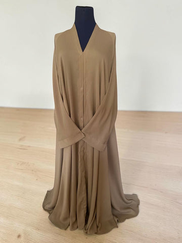 Luxury light beige Abaya - Zoom Fabric