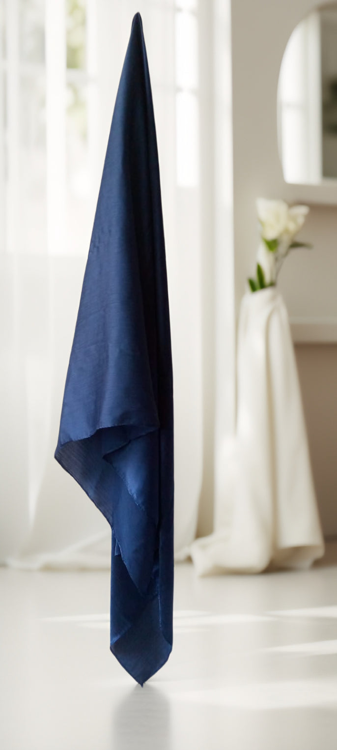 Navy Blue Soft Crinkle Silk Chiffon Hijab