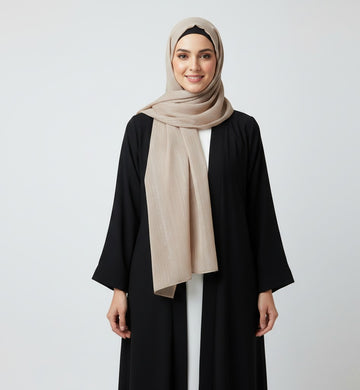 Nude Beige Soft Luxe Shimmer Chiffon Hijab
